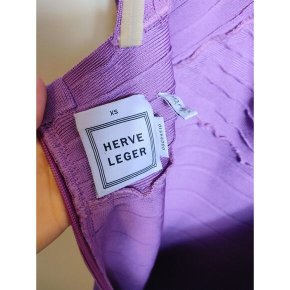 Herve Leger Criss Cross Bodycon Bandage Dress Purple $1050 XS - Picture 6 of 9